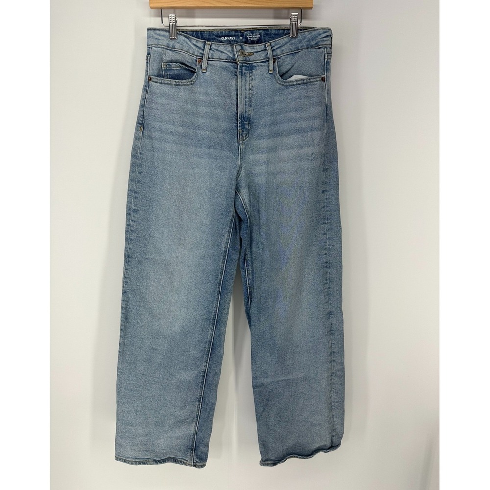 Old Navy Jeans Womens 10 Blue‎ Sky-Hi Wide Leg Extra High Rise Light Wash Denim